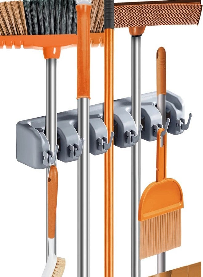 Emergity Plastic Wall Mounted Mop Holder, Broom Holder Wall Mounted with 5 Slot & 6 Hooks ( Pack of 1 ) - Image 1
